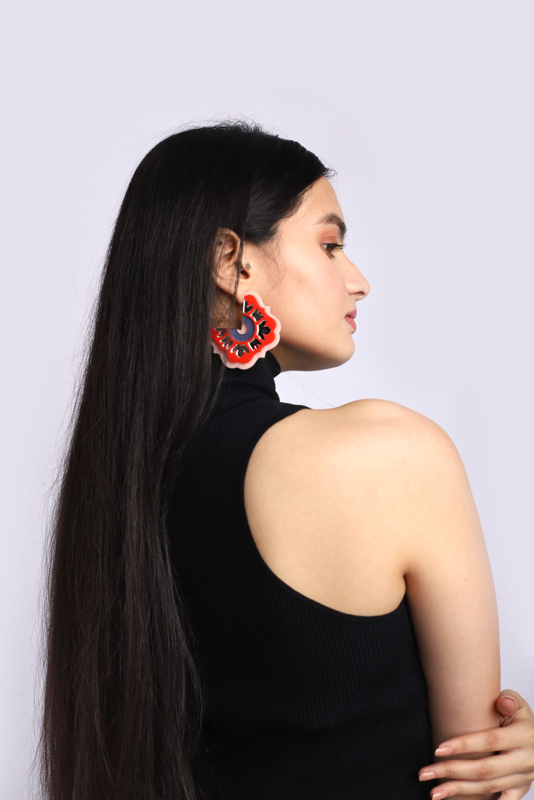 THE PERSIAN MIRROR HOOPS IN RED